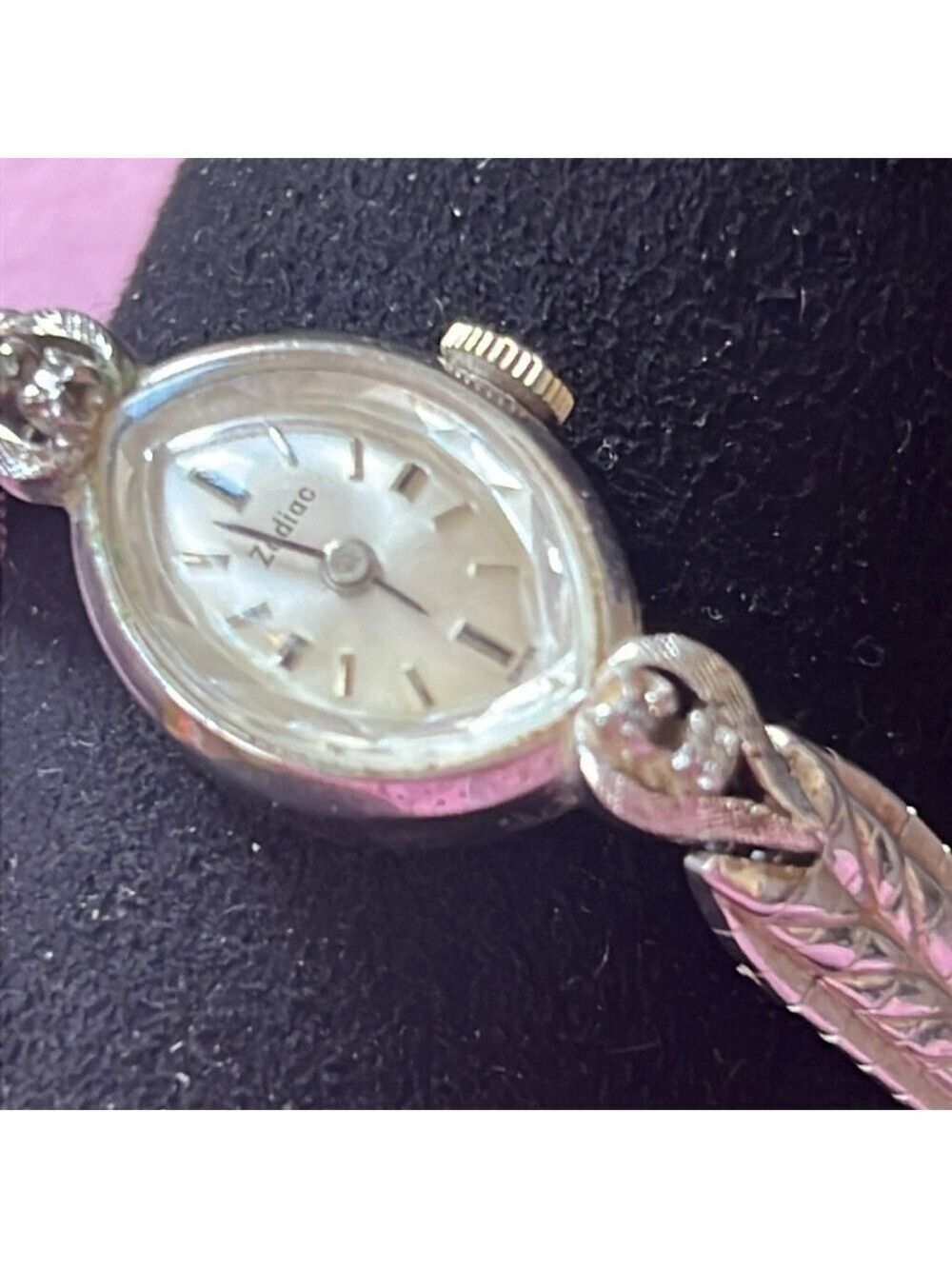 Zodiac 10k Gold Filled Diamond Watch Swiss 1960s - Picture 9 of 9